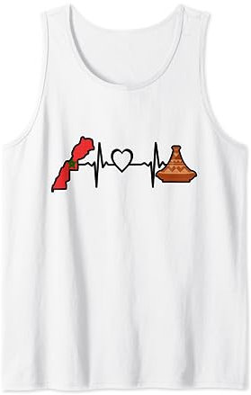 Maroc Tajine Heartbeat – Tajine Drapeau Marocain Nourriture Débardeur