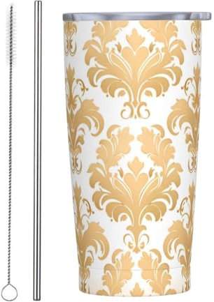 Vasos personalizados, tazas de acero inoxidable personalizadas de 20 onzas, taza de café de viaje aislada con tapa y botella de agua con pajilla, regalo personalizado para familiares y amigos, patrón