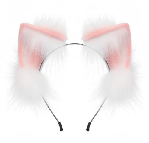 Katzen Cosplay Fuchs Katzenohren Stirnband,Asudaro Plüsch Ohren Haarreif Niedliche Katze Ohren Kopfschmuck Cosplay Tier Stirnbänder für Kind Erwachsene Halloween Weihnachten Kostüm Accessoire Rosa