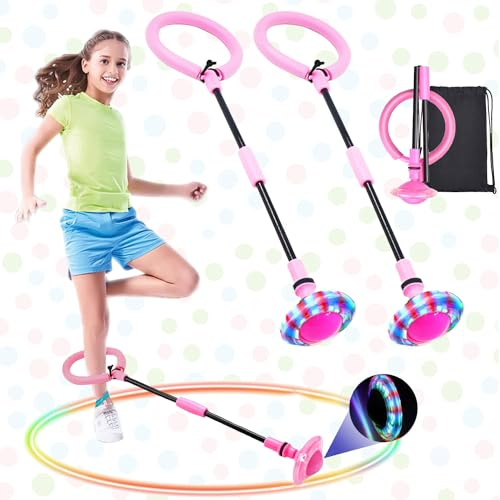 Sunshine smile Swing Wheel mit Lichtrad,2 Stück Blinkender Springring,Blinkt Schaukelball Sportspielzeug,Faltbarer Flash Jumping Ball Kinder,Springball,Blinkender Sprungball,Skip Ball,Skip It