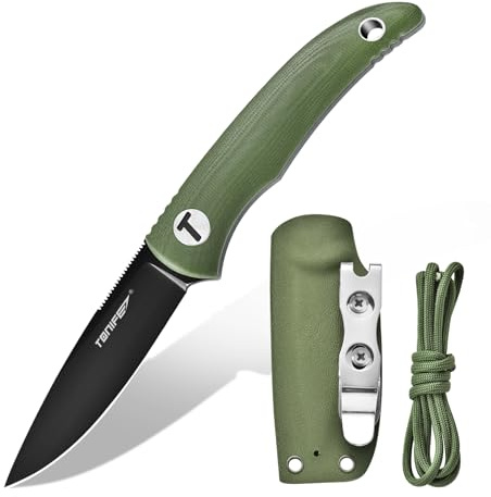 TONIFE Nova Couteau Fixe avec étui Réglable en Kydex Couteau EDC Avec Lame Full Tang de 6,8cm Paracord-Lanyard pour le Camping en Plein air et la Randonnée