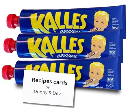 Swedish Food Bundle: 3pack Kalles Kaviar Original Smoke Cod Roe Spread 190g