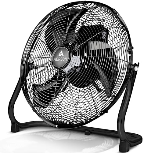 AERSON® Bodenventilator 50cm | Windmaschine mit 3-Leistungsstufen 55W | Standventilator Ventilator hoher Luftdurchsatz | Standlüfter Raumkühler aus Metall | Stufenloser Neigungswinkel bis 110 Grad