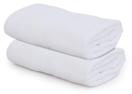 Sweet Needle 2er-Pack Badetücher 100 x 150 cm, 100% Baumwolle, sehr saugfähig, schnell trocknend, schwer, ideal für Hotel, Badezimmer, Dusche, Spa, Strand, Pool und den täglichen Gebrauch, Weiß