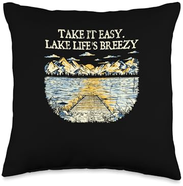 Easy Lake Life Camping Lakes Camper Lagoon Throw Pillow