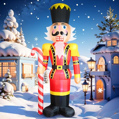Casse-noisette géant gonflable de Noël de 3,7 m pour décoration de cour, lumières LED intégrées pour extérieur, pelouse, vacances, décoration d'hiver à l'extérieur