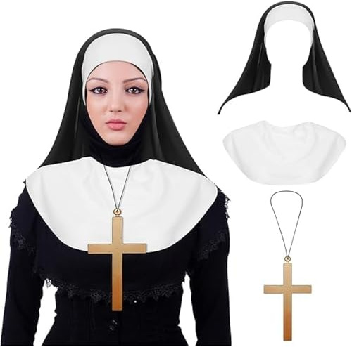 Nonnenhaube Für Nonnen Kostüm für Erwachsene Oder Frauen. Nonnen-Halloween-Kostümzubehör. Nonne Hat Terror Oder Angst. Nonnenkostümschleier Für Herren. Halloween-Kostümzubehör.