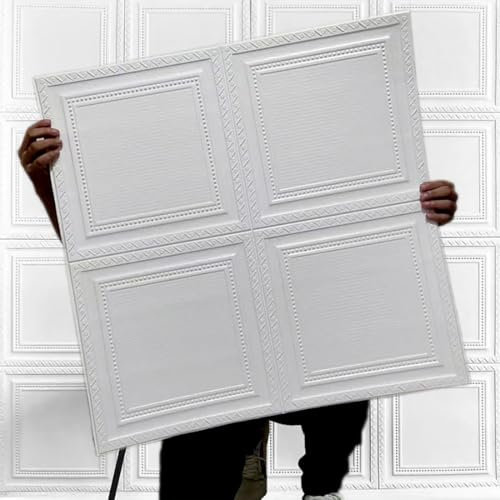 3D Decorative Wall Panels Self Adhesive Removable Wallpaper Waterproof PE Foam Paint Polystyrene Ceiling Tiles for Bedroom Living Room Kitchen and Home Decoration (40Pcs)