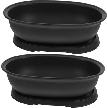 YARNOW 2stücke Ovaler Plastikpflanztopf Für Garten Mit Untersetzer Geräumig Für Sukkulenten Und Bonsai Praktisch Für Überschüssiges Wasser Langlebig Und Vielseitig Geeignet