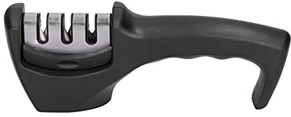Glomora Aiguiseur de couteaux à 3 niveaux, outil d'affûtage de couteaux manuel portable, antidérapant, lames faciles à réparer, à restaurer et à polir, adapté aux couteaux en