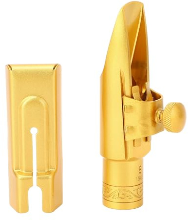 Bocchino per Sassofono Contralto, Bocchino per Sassofono Contralto in Ottone Placcato Oro 8C, Bocchino per Sassofono in Metallo per Professionisti e Principianti del Sassofono