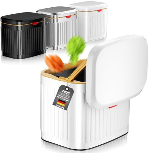 Cubo de compost de acero inoxidable para cocina, cubo de basura para colgar con tapa, contenedor de compost de cocina de 4 litros para la encimera, recipiente de compost debajo del fregadero o soporte