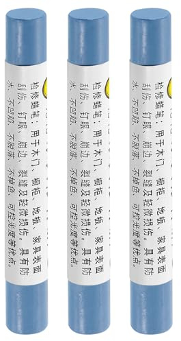 QUARKZMAN Matite Per Riparare Mobili, 3 Pz - Bastoncini Di Cera Per Legno, Pennarelli Per Ritocchi Mobili - Per Graffi Buchi Tavoli Scrivanie Pavimenti In Legno Coperture, Azzurro