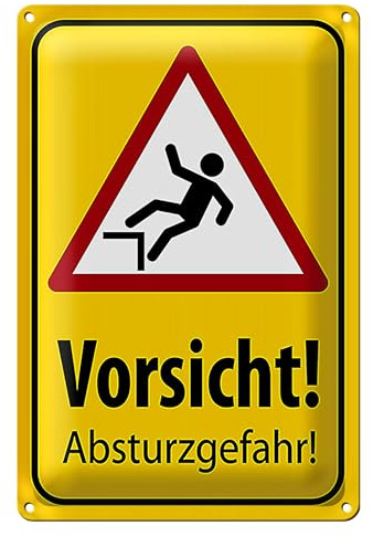 Vorsicht! Absturzgefahr | Warnschild | Metall | Außenbereich | 20 cm x 30 cm