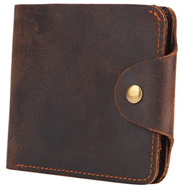 Beaupretty portafoglio portamonete broun men bottoni pulsanti gabs portafogli wallet borsa custodia per denaro porta carte di credito da uomo Pelle bovina Coffee