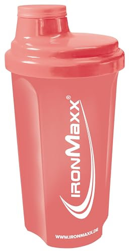 IronMaxx Protein Shaker - 700ml Living Coral | Agitador de proteínas | Tapón de rosca, tamiz, escala | Sin BPA/DEHP, hermético, lavable