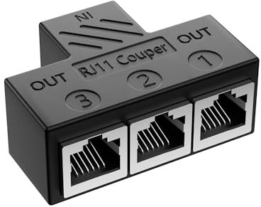 SinLoon RJ11 Coupler RJ11 Female to 3 Female 6P6C Telephone Inline Coupler Telephone Extension Adapter for Landline Fax Machine (1 to 3)