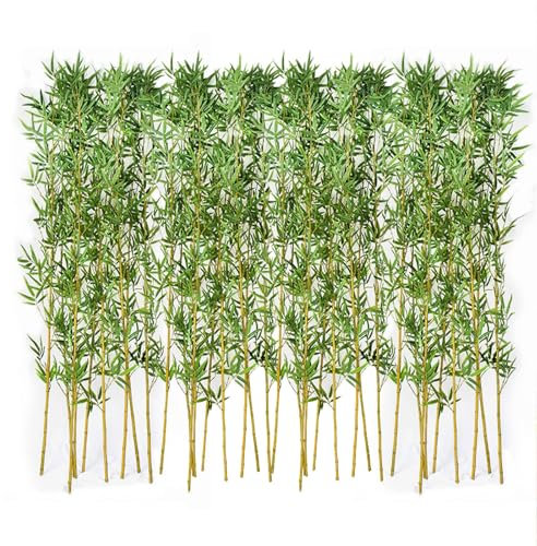 Große Künstliche Bambuspflanzen Für Innen/Außen Landschaftsgestaltung Bambus-Sichtschutz Zaun-Divider DIY-Deko Künstlicher Bambus Für Aquarium, Restaurant, Zuhause, Büro(60 Bamboo,1m/3.3ft tall)
