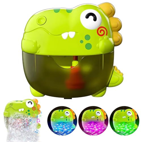 Dinosaur-Themed Automatic Bubble Bath Toy, Dinosaurier Automatisches Schaumbadspielzeug mit Musik, Leuchtende Dinosaurier Badewannenspielzeug Schaummaschine Geschenk für Jungen Mädchen