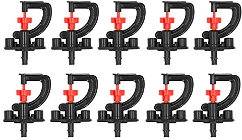 Irrigatore Giardino Ugello Rotante, 10 Pezzi, Spruzzatore a 360 Gradi, 6-8 Metri - Irrigatori da Irrigazione, Annaffiatoio Automatico, Ideale per Serra e Orto