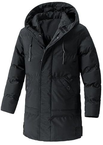 Langer Wintermantel für Herren mit Kapuze, isolierte Pufferjacke, wasserdichter, warmer Daunenparka für Freizeitkleidung im Freien
