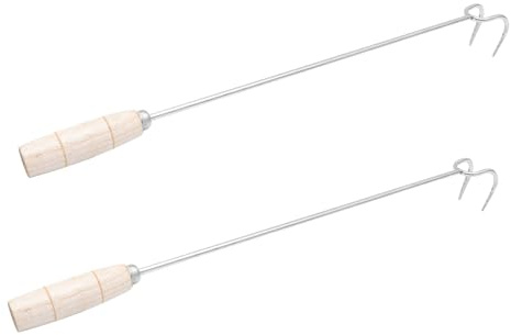 AKOOSY 2 Piezas Ganchos para Carne de Acero Inoxidable Resistentes para Asar Diseño Antideslizante para Colgar y Procesar Jamón Pollo y Cerdo Barbacoa