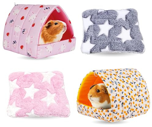 Pluvyze 2 Pcs Casa Invernale Piccoli Animali Domestic Cuccia Per Criceto Lettino Per Piccoli Animali Cuccia P-er Porcellini D'india Letto Conigli Cucc-Ia Conigli Lavabile Con 2 Pcs Cuscinetti Nidi