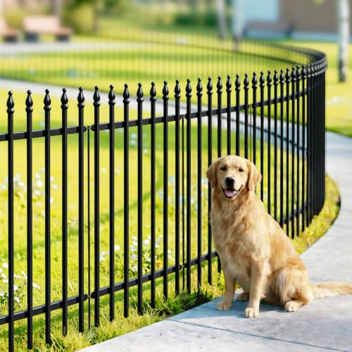 Thealyn Clôture de jardin décorative en métal - 106 cm de haut x 76 cm de large (5 panneaux, longueur totale 3,8 m) - Clôture paysagère pour chien, pour parterre de fleurs, cour, barrière pour animaux