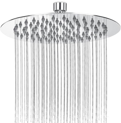 VINATO 8 Pouce/20cm Pommeau de Douche Pluie en Acier Inoxydable, Tête de Douche Anti-Calcaire, Tête de Pluie Rond Universelle Filetage 1/2 Pouce,Rotatif 360°,Facile à Installer et à Nettoyer