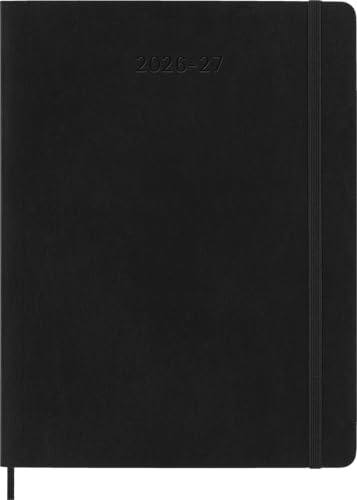 Moleskine Veckoplanerare 2026 2027 – 18 månaders dagbok med anteckningsutrymme, mjukt omslag och elastisk stängning, svart färg, XL 19 x 25 cm
