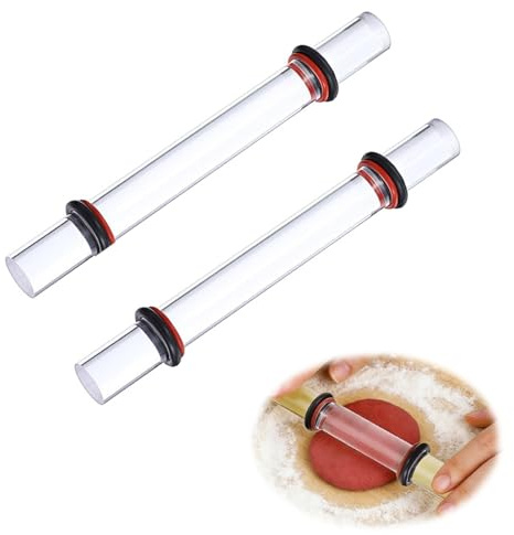 2 PCS Polymer Clay Roller,Acrylic Clay Tools,Rolling Pin with Thickness Rings for DIY Arts and Crafts,Clear