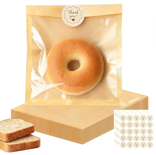 FuYelng 100 stycken Papperspåsar för Mat med Fönster, | 18×19 cm Små Papperspåsar för Kex, för Bröllop, Jul, Tårtskivor, Munkar, Muffins etc