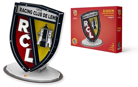 Megableu - Puzzle 3D Écusson RC Lens Officiel – Maquette À Monter sans Colle Ni Outils –Licence Officielle - Puzzle Foot Enfants dès 7 Ans - Objet Déco – Activité Manuelle – Cadeau Supporter RCL