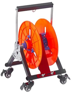 Wire Spool Rack with Wheels, 3-Reel Cable Distributor, Multi-Axis for Workshop or Field Cable Laying