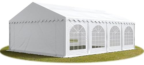 Tente Barnum de Réception 6x8 m Bâches PVC 750 N Blanc Cadre de Sol Jardin
