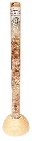 Edelstein-Stab Set Harmonie & Ausgeglichenheit: Edelstein-Stab zur Trinkwasser-Energetisierung, 25 cm mit Stabhalter aus Buchenholz Ø 6 cm