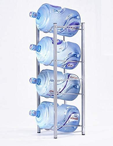 Water Cooler Jug Rack for 8 Bottles, Water Cooler Bottle Rack 4-Tier Double Layer Water Bottle Storage Rack Silver Detachable Heavy Duty Water Bottle Cabby Rack