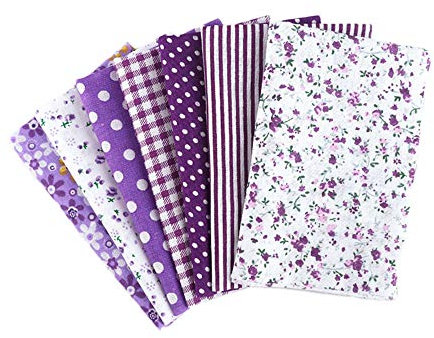Martin Kench Stoffpaket Baumwollstoff Meterware, 7 Stück je 50 cm x 50 cm Stoffbündel für Patchwork, Stoffe zum Nähen Stoffe Paket Stoffreste DIY (Violett)