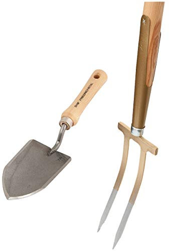 SHW-FIRE Erstklassige Blumenkelle und Rosengabel aus hochwertigem Stahl mit Eschenholzstielen
