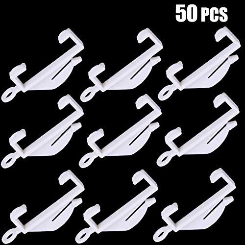 JUYOO 50pcs Plastic White Curtain Hooks, Curtain Rail Glider for Window, Door and Shower
