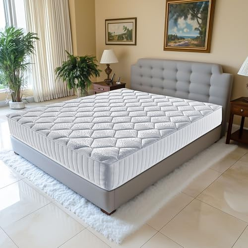 Literie Julien Matelas Mathieu a Ressorts Ensaches + 3,5 cm de Latex 75 Kg/m3-160x200 Hauteur +/- 20,5 cm - Accueil Ferme - Soutien Ferme - 5 Zones de Confort - Hypoallergenique