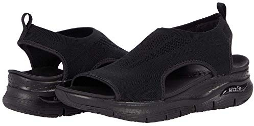 Skechers Arch Fit City Catch dam Sandal, Svart stickad, 38 EU