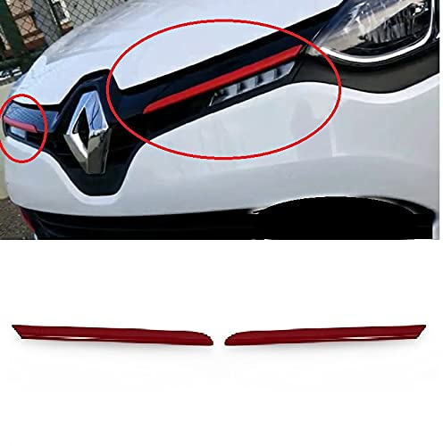 2 Stück rote,kühlerGrill Zierleisten Edelstahl für reno Clio IV 2012-2019