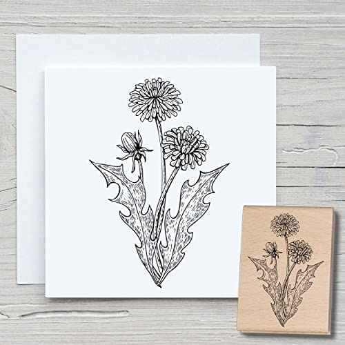NEWSTAMPS Stempel Löwenzahn Motivstempel groß aus Holz & Gummi zum Karten basteln, Holzstempel, Blumen, Pflanzen, Floral, Wiese, Gräser, Scrapbook, Textilstempel, Deko, Kinder