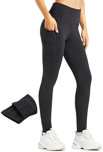 Libin Leggings Termici da Donna Inverno con Fodera in Pile Resistente all'Acqua Pantaloni Caldi Vita Alta da Trekking con Tasche, Nero, S
