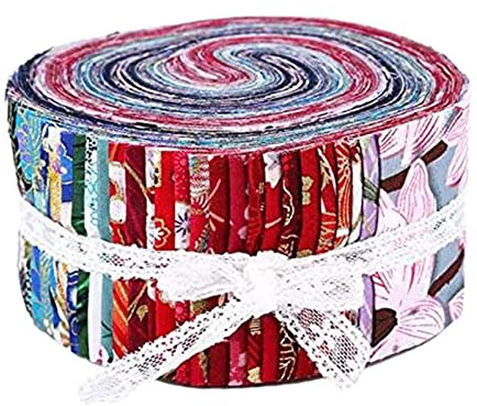 LOL-FUN 2,5 Vorgeschnittene 36 Baumwollstoffstreifenbündel zum Quilten - Blütenmuster in verschiedenen Farben und Designs - Weich und langlebig - Ideal für Handarbeiten, Kostüme und Dekoration