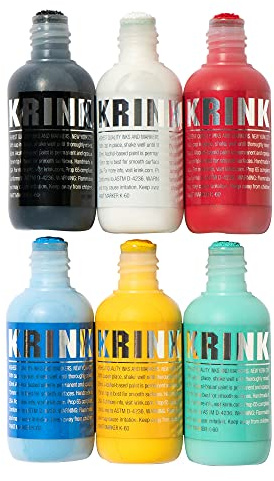 Krink K-60 - Juego de marcadores de pintura de 6 colores, marcadores de graffiti vibrantes y opacos para lienzo, metal, vidrio, papel y más, marcador permanente a base de alcohol para etiquetas