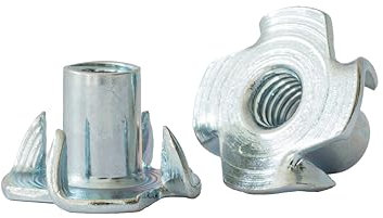 Holz Einschlagmuttern mit 4 Einschlagspitzen - M6x12-20 Stück - Einschlagmuttern mit metrischem Innengewinde - rostfreie Einschlagmuttern für Holz, Kunststoff - verzinkt