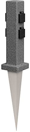 ledscom.de Garten Steckdosensäule Pock mit Erdspieß für außen, IP44, 4-Fach, anthrazit (Stein-Optik), eckig, 39,5cm