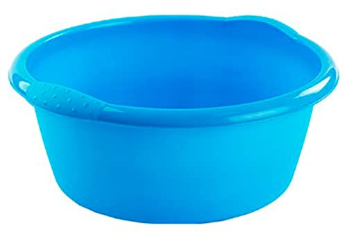 Tradineur - Barreño Redondo de plástico con Asas, Cubo Multiusos, Recipiente, Limpieza, Ligero y Resistente, labores del hogar, Apto Uso alimentario, 6 litros, 32 x 12,5 cm, Color Aleatorio